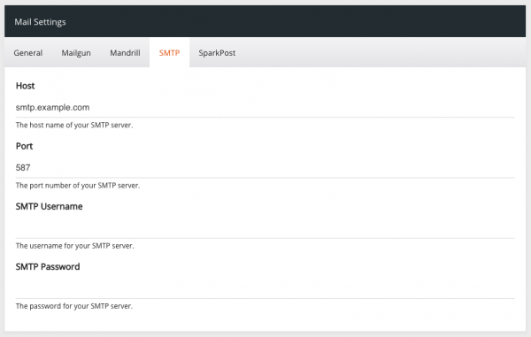 Mail Settings - SMTP